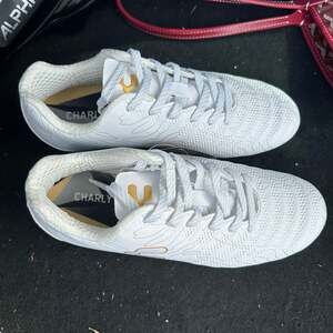 Charly Hot Cross Firm Ground Soccer Cleats White/Gold, US Footwear Size 7 NWT
